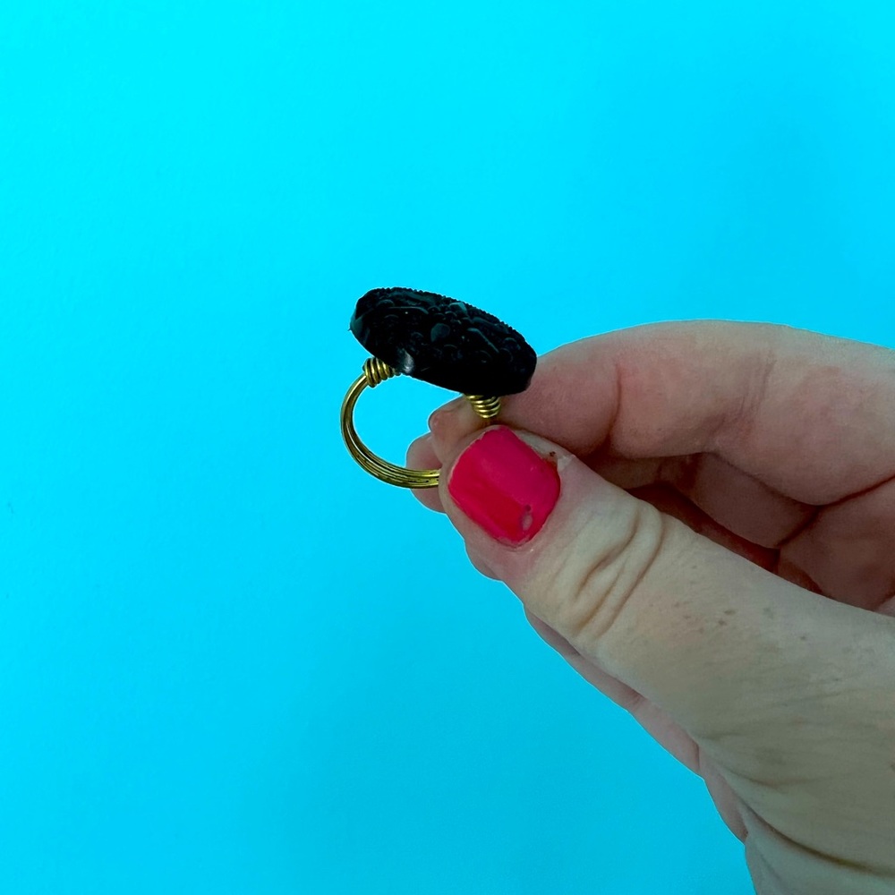 NWOT handmade black cocktail ring